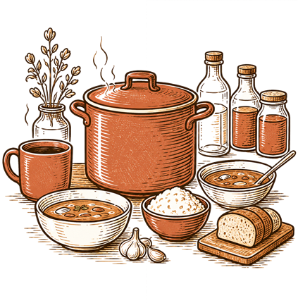 Illustration of ten liters of The Judean Homestead bone broth